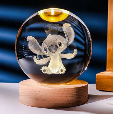 Veilleuse boule de cristal lumineuse Stitch