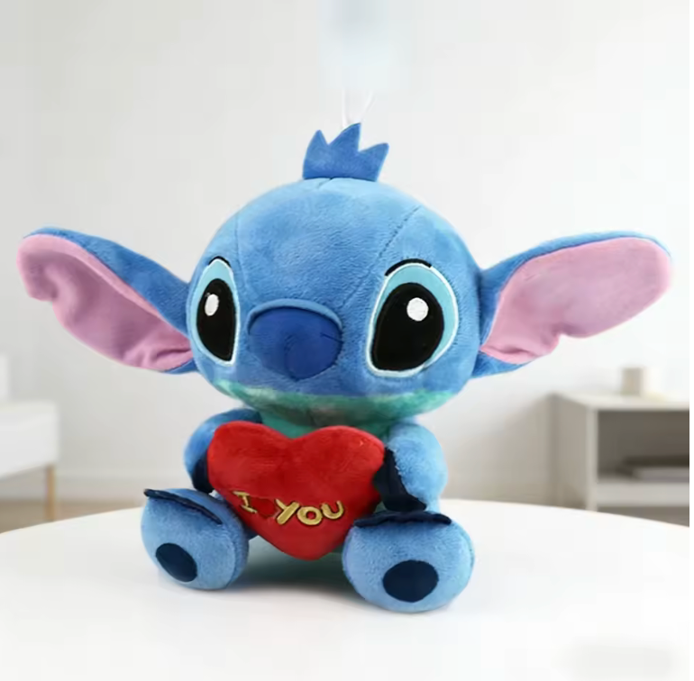 Peluche Stitch ou Angel avec son cœur "I ❤️ You"