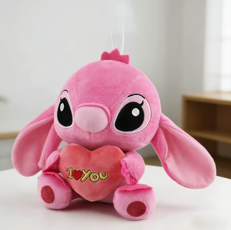 Peluche Stitch ou Angel avec son cœur "I ❤️ You"