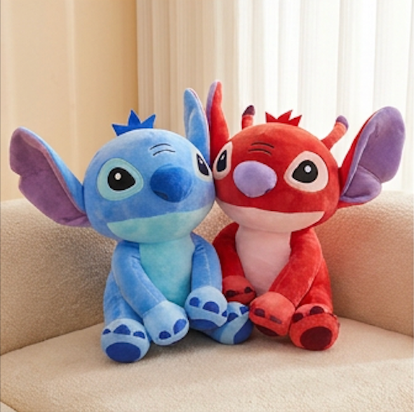 Duo Géant Stitch & Leroy – 100 cm 💙❤️