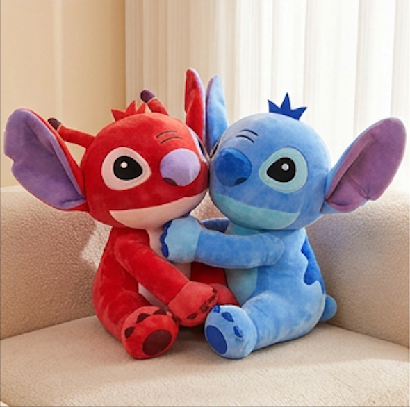 Duo Géant Stitch & Leroy – 100 cm 💙❤️