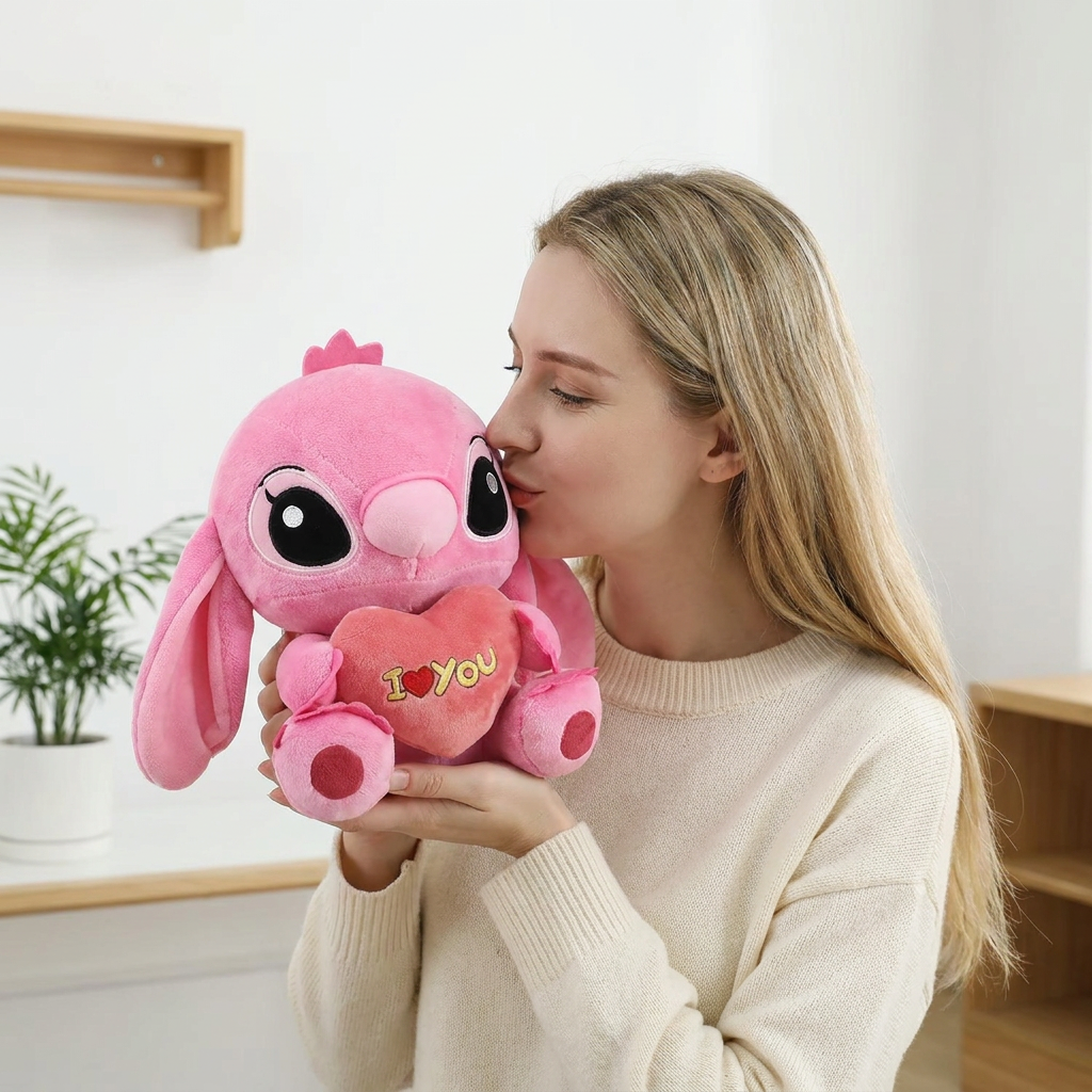 Peluche Stitch ou Angel avec son cœur "I ❤️ You"