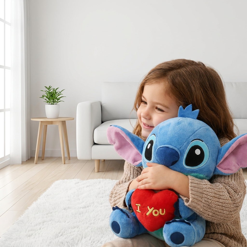 Peluche Stitch ou Angel avec son cœur "I ❤️ You"