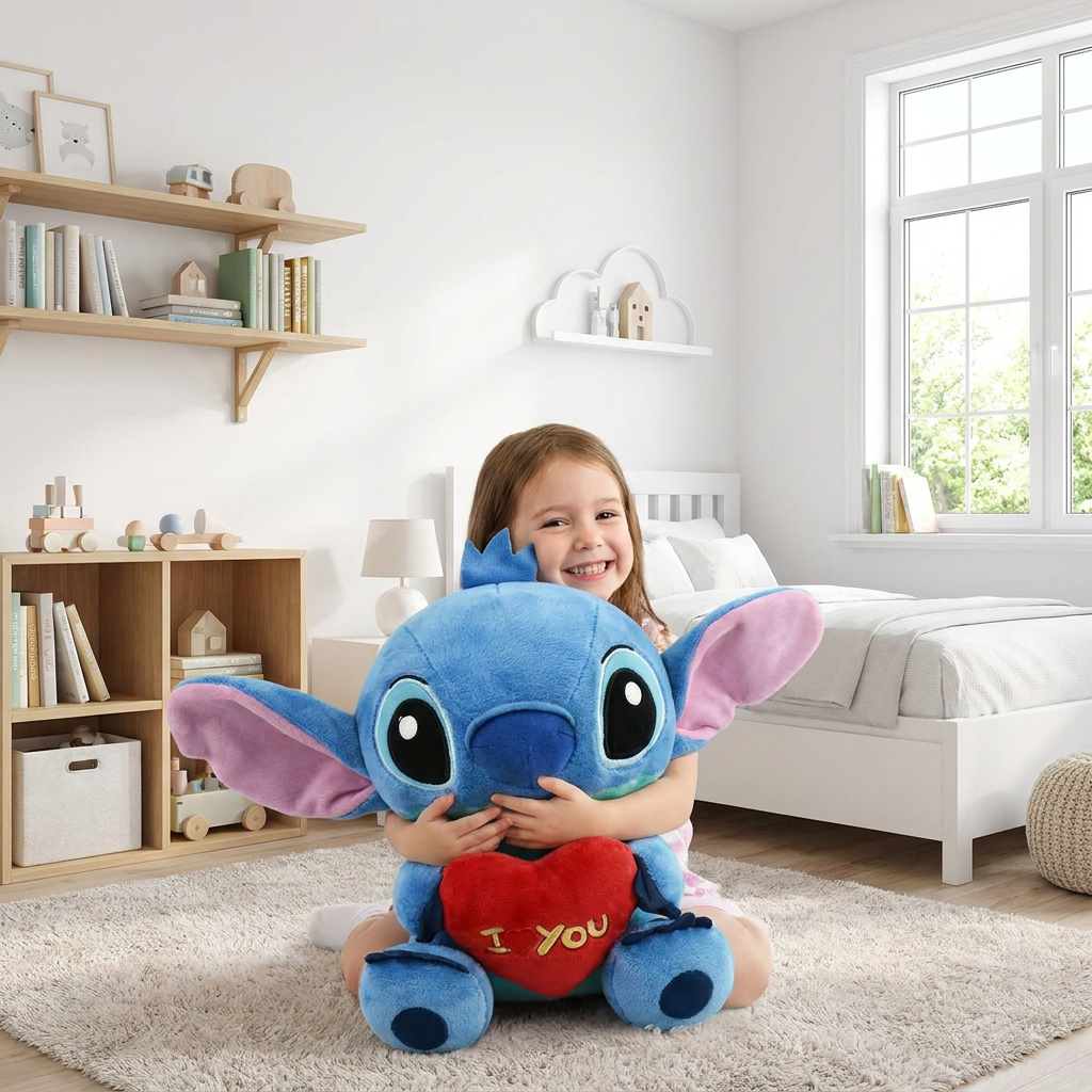 Peluche Stitch ou Angel avec son cœur "I ❤️ You"